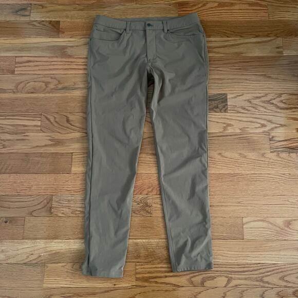 Lululemon ABC Slim-Fit 5 Pocket Mens Pants W34xL31.5 Warpstreme Artifact Brown - Picture 2 of 11